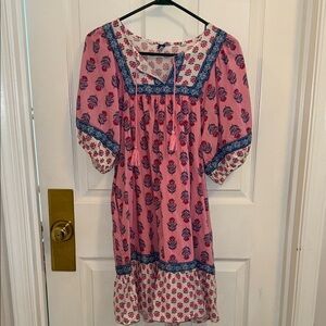 Old Navy Pink Boho Floral Tassel Shift Dress